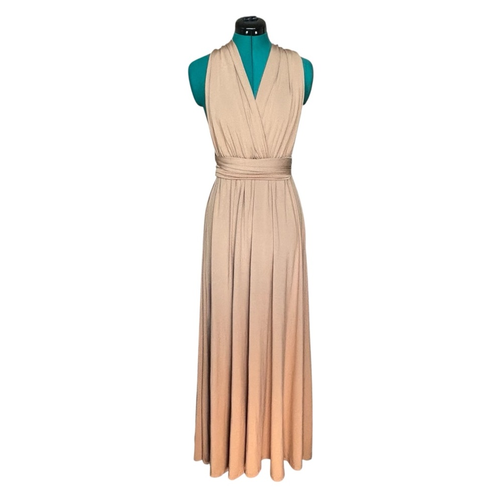 Emek Beige Multiway Infinity Convertible Maxi Bridesmaid Dress